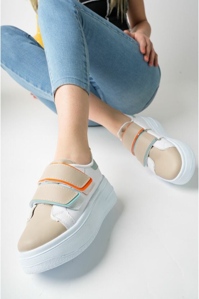 Kadın Bantlı Günlük Yüksek Taban Ayakkabı Miraya