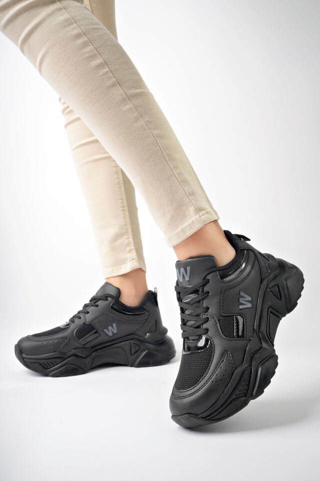Yüksek Taban Günlük Sneaker Ayakkabı Alina SiyahSiyah - 39
