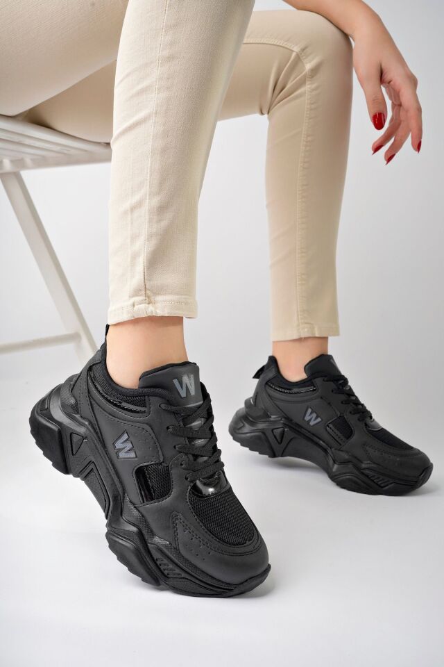 Yüksek Taban Günlük Sneaker Ayakkabı Alina SiyahSiyah - 39