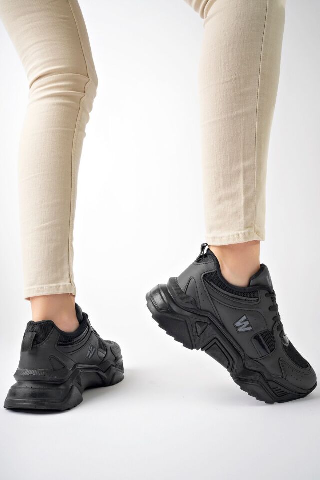 Yüksek Taban Günlük Sneaker Ayakkabı Alina SiyahSiyah - 39