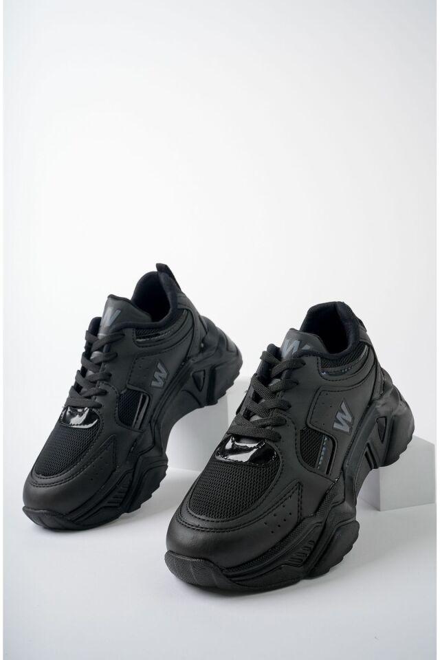 Yüksek Taban Günlük Sneaker Ayakkabı Alina SiyahSiyah - 39