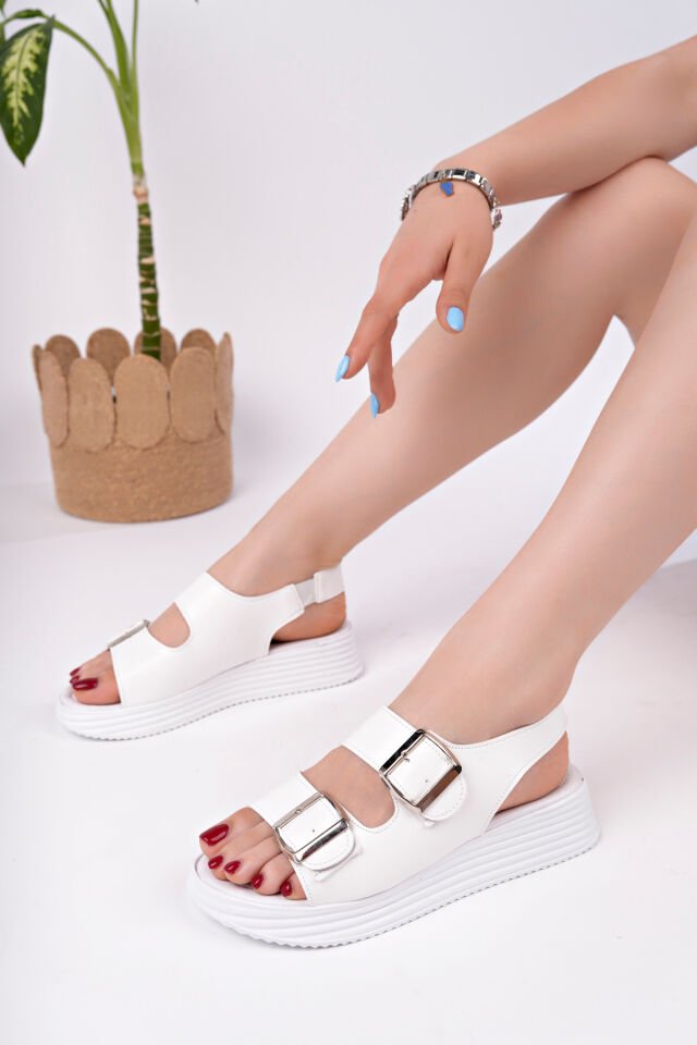 Kadın Günlük Şık Sandalet Beyaz - 37