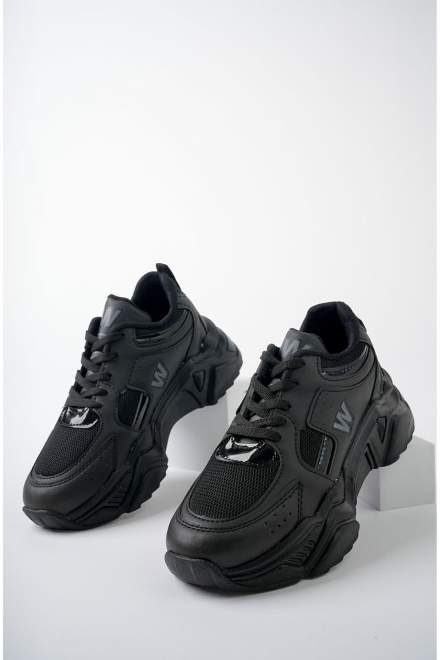 Yüksek Taban Günlük Sneaker Ayakkabı Alina SiyahSiyah - 36