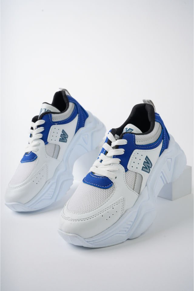 Yüksek Taban Günlük Sneaker Ayakkabı Alina Beyaz SaksMavi - 39