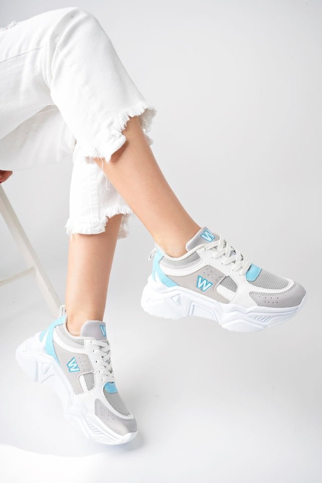 Yüksek Taban Günlük Sneaker Ayakkabı Alina Buz Mavi - 39