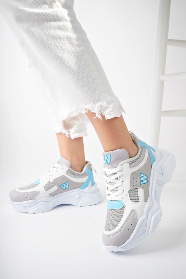 Yüksek Taban Günlük Sneaker Ayakkabı Alina Buz Mavi - 39