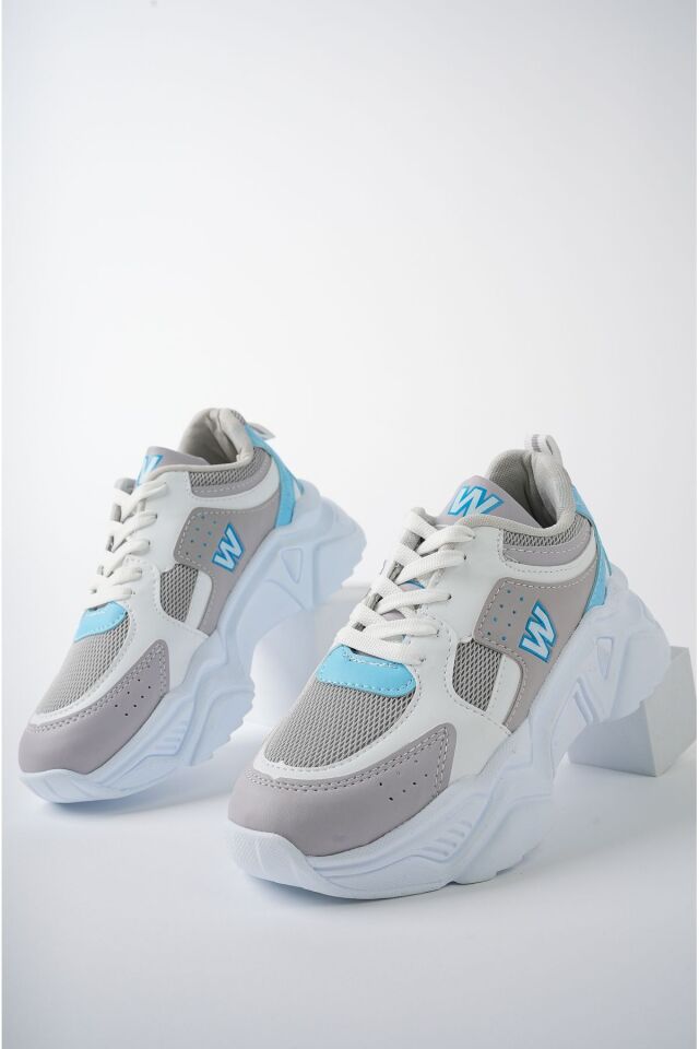 Yüksek Taban Günlük Sneaker Ayakkabı Alina Buz Mavi - 40