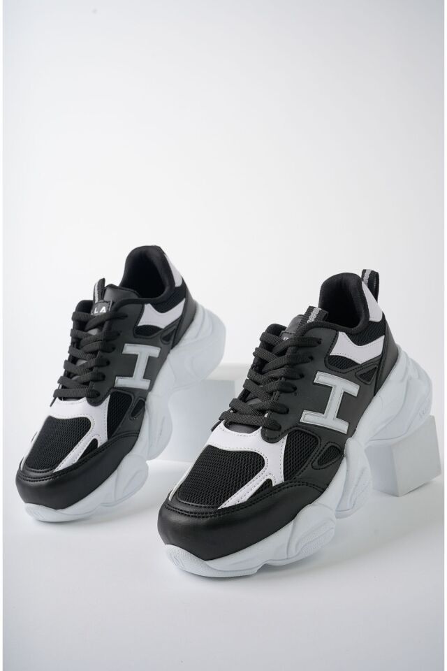 Kadın Sneaker Yüksek Taban Ayakkabı Milena SiyahBeyaz - 38