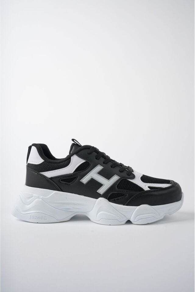 Kadın Sneaker Yüksek Taban Ayakkabı Milena SiyahBeyaz - 38