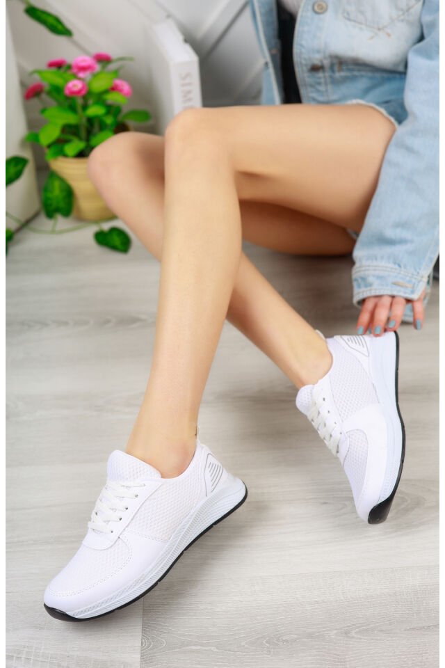 Kadın Fileli Sneaker Günlük Ayakkabı Carina Beyaz - 36