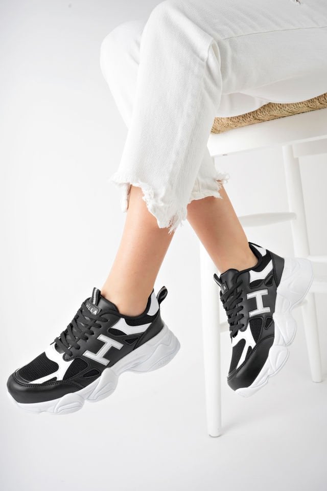 Kadın Sneaker Yüksek Taban Ayakkabı Milena SiyahBeyaz - 37