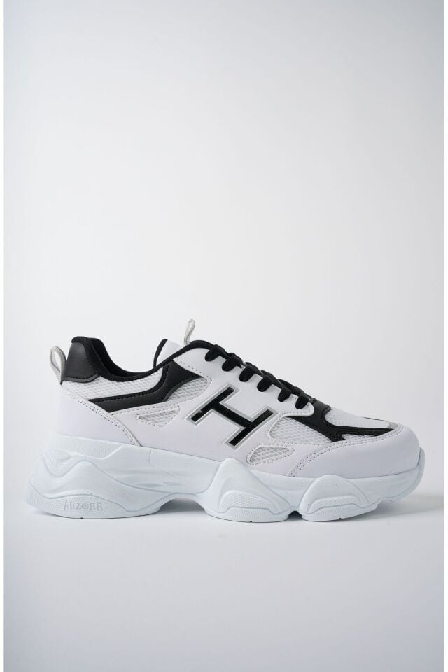 Kadın Sneaker Yüksek Taban Ayakkabı Milena BeyazSiyah - 37