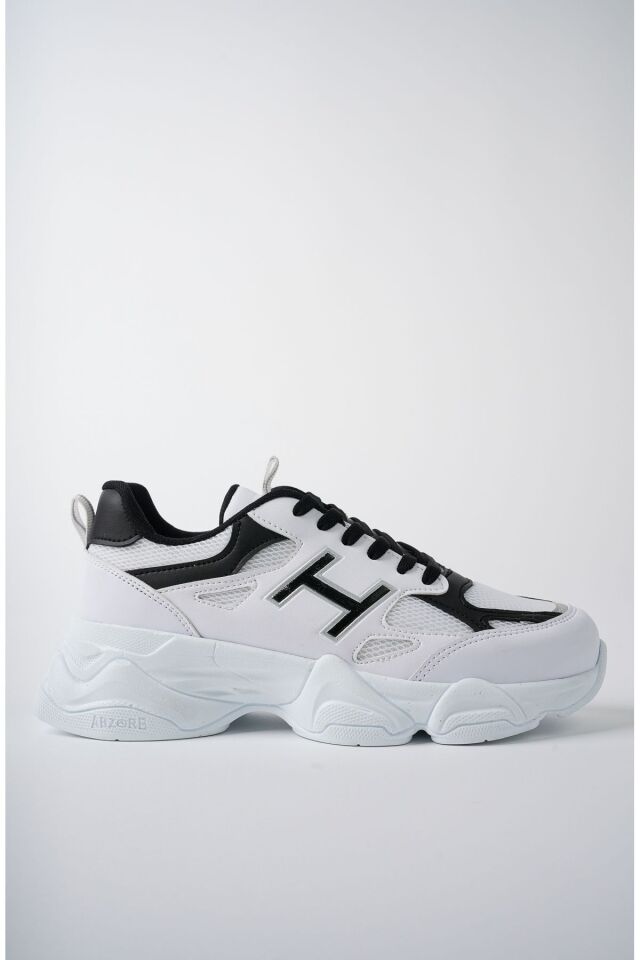 Kadın Sneaker Yüksek Taban Ayakkabı Milena BeyazSiyah - 36