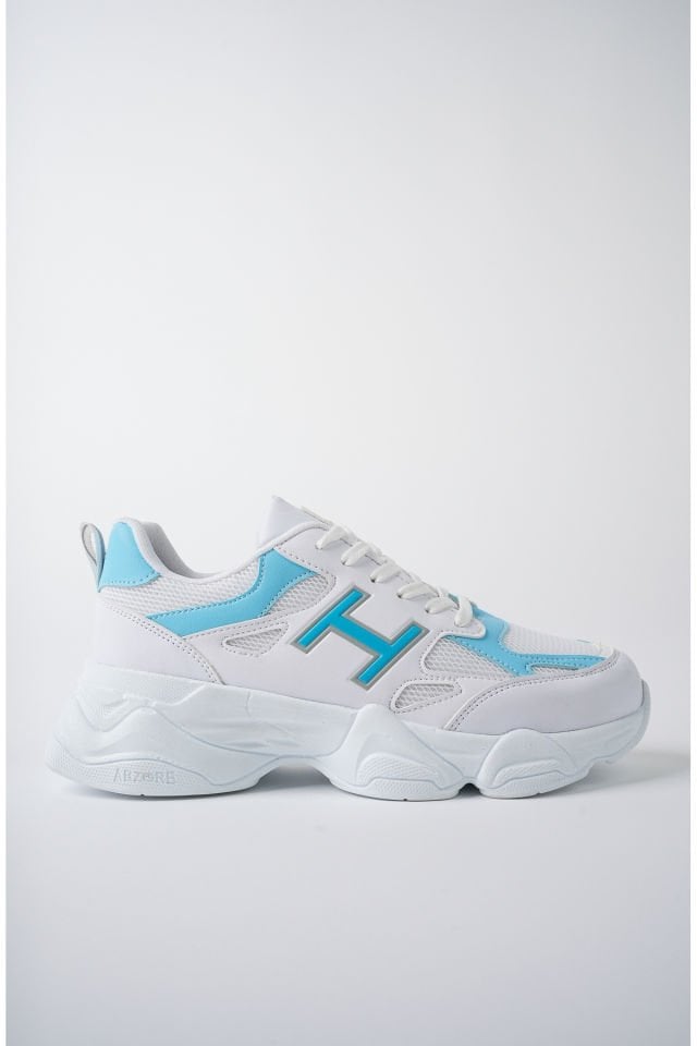 Kadın Sneaker Yüksek Taban Ayakkabı Milena Beyaz Mavi - 38