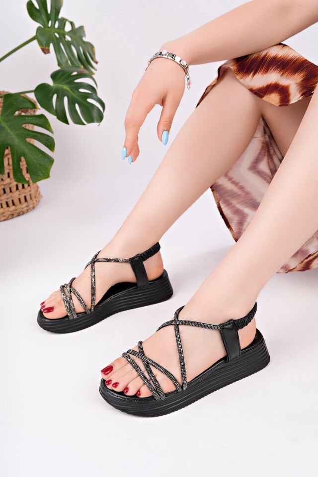 Kadın Günlük Şık Sandalet Siyah - 37