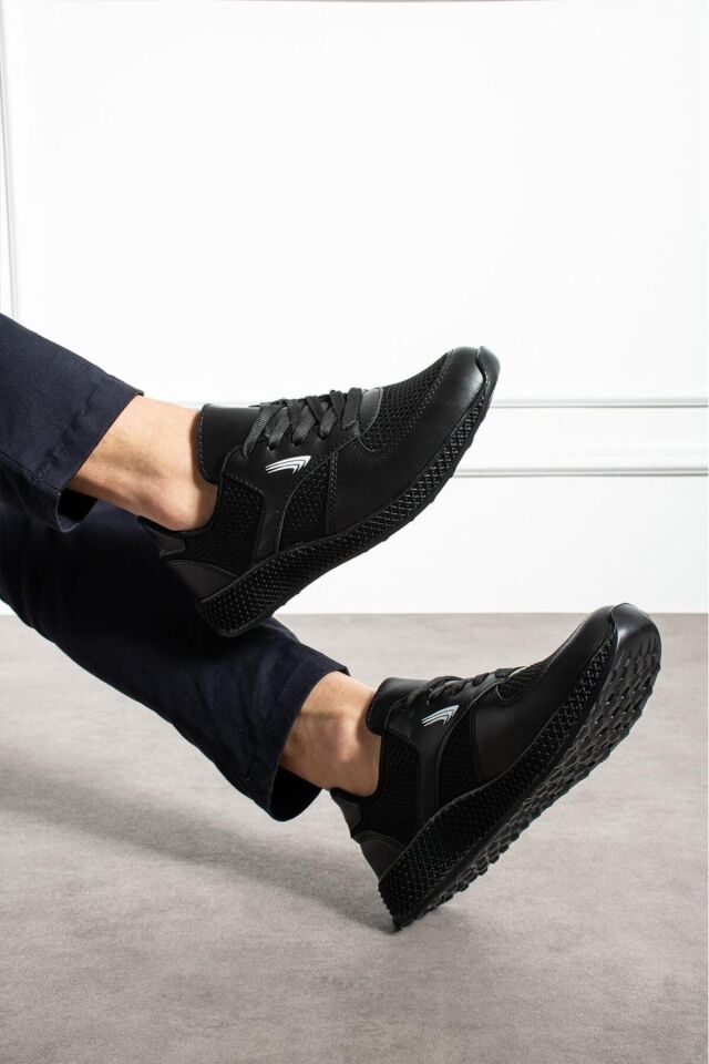 Sneaker Fileli Günlük Rahat Ayakkabı Siyah - 40