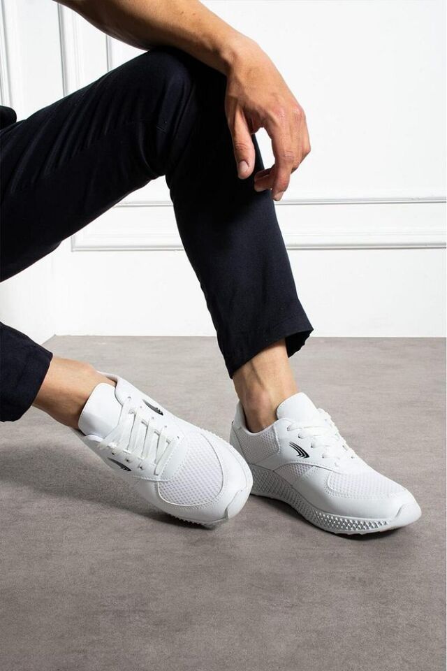 Erkek Sneaker Fileli Günlük Rahat Ayakkabı Olyra Beyaz - 43