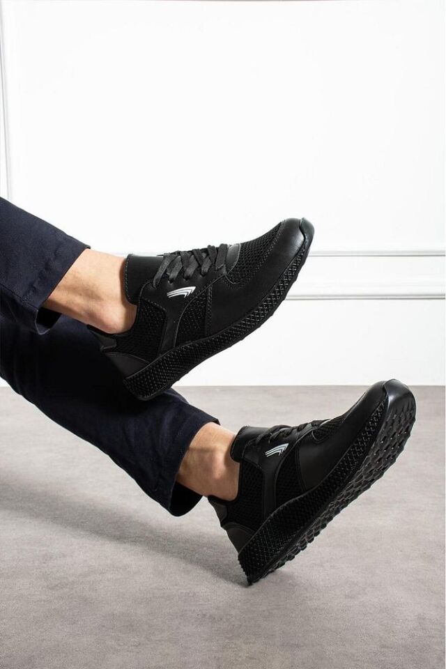 Erkek Sneaker Fileli Günlük Rahat Ayakkabı Olyra Siyah - 43