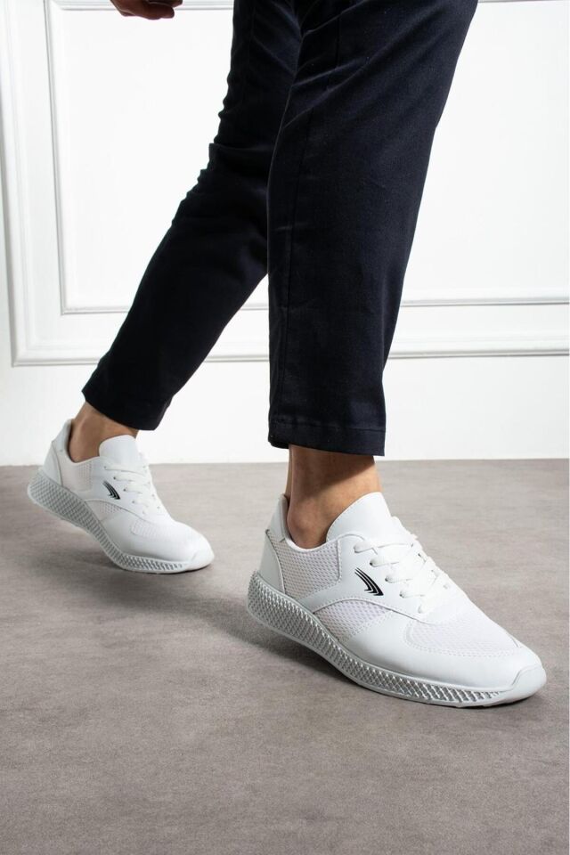 Sneaker Fileli Günlük Rahat Ayakkabı Beyaz - 41