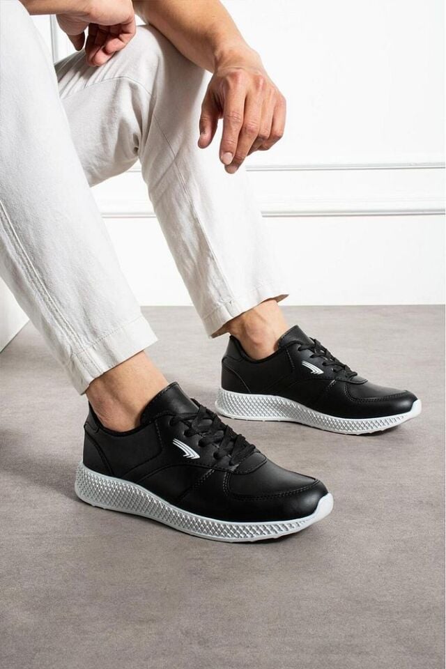 Erkek Sneaker Günlük Rahat Ayakkabı Delira Siyah Beyaz - 41