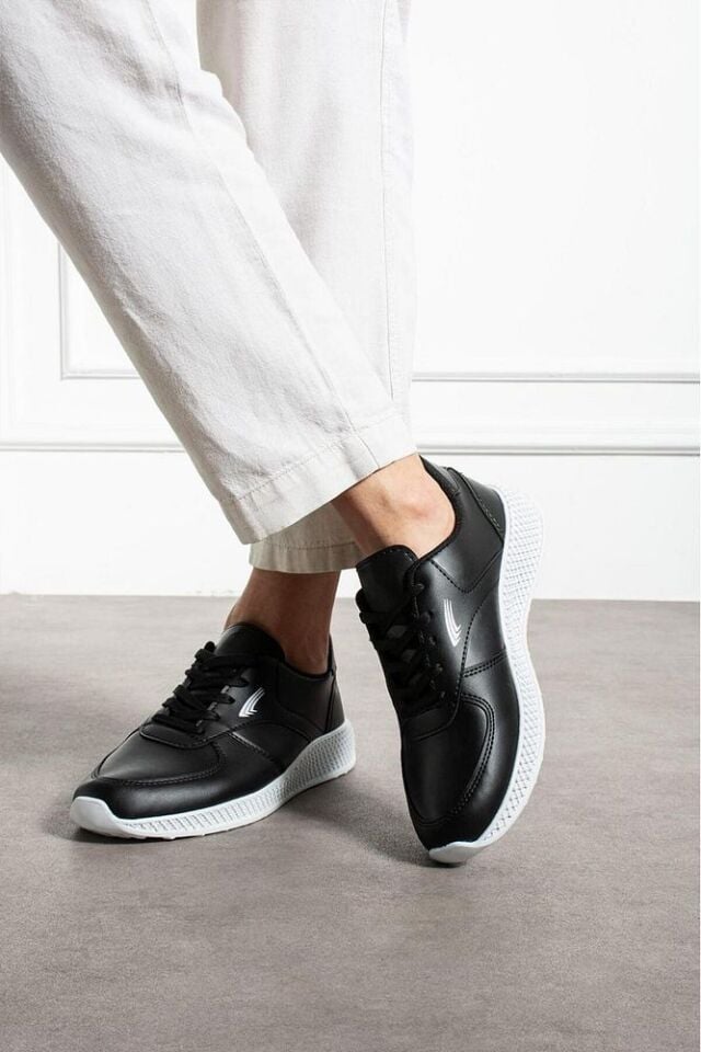 Erkek Sneaker Günlük Rahat Ayakkabı Delira Siyah Beyaz - 41