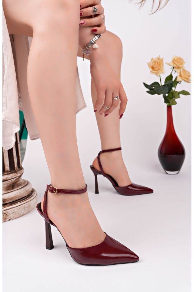 Rugan Kadın Günlük Şık Topuklu Ayakkabı Bordo - 40