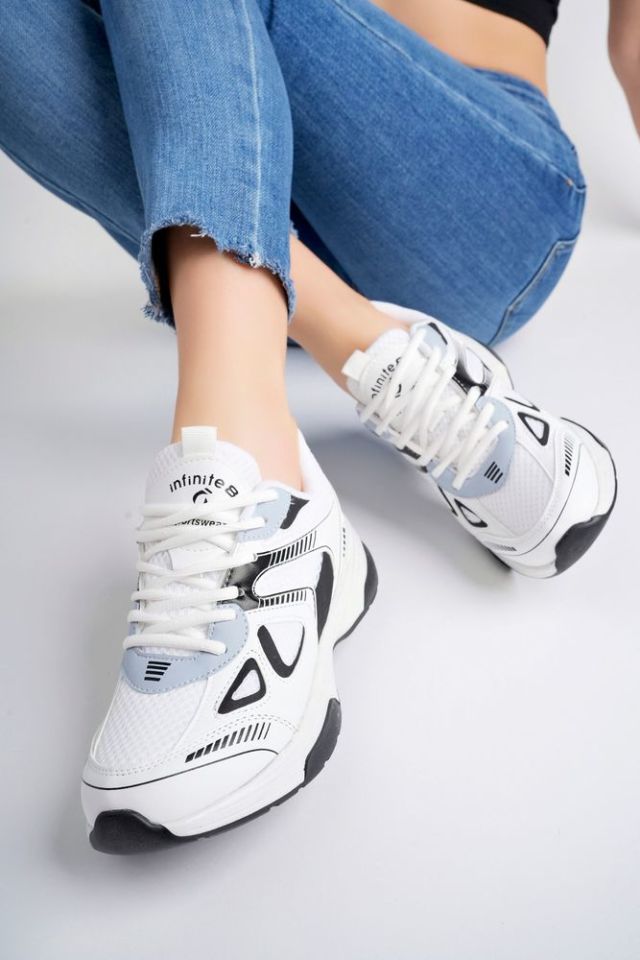 Kadın Sneaker Fileli Günlük Ayakkabı Velira Beyaz Siyah - 40