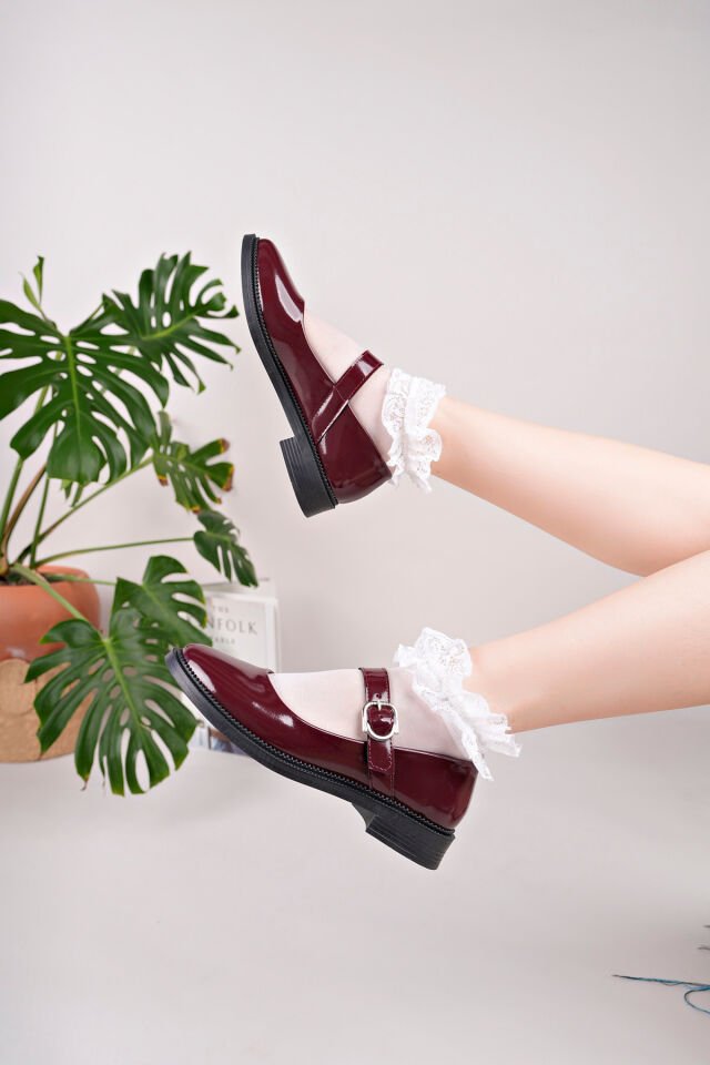 Kadın Günlük Tek Toka Şık Babet Bordo - 38