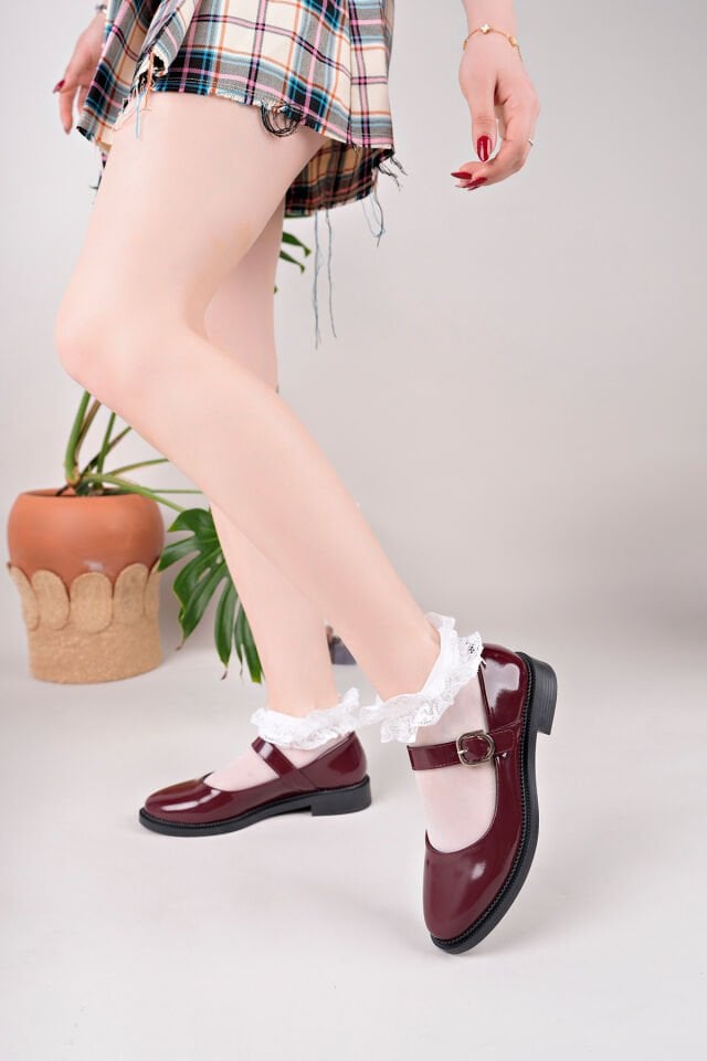 Kadın Günlük Tek Toka Şık Babet Bordo - 36