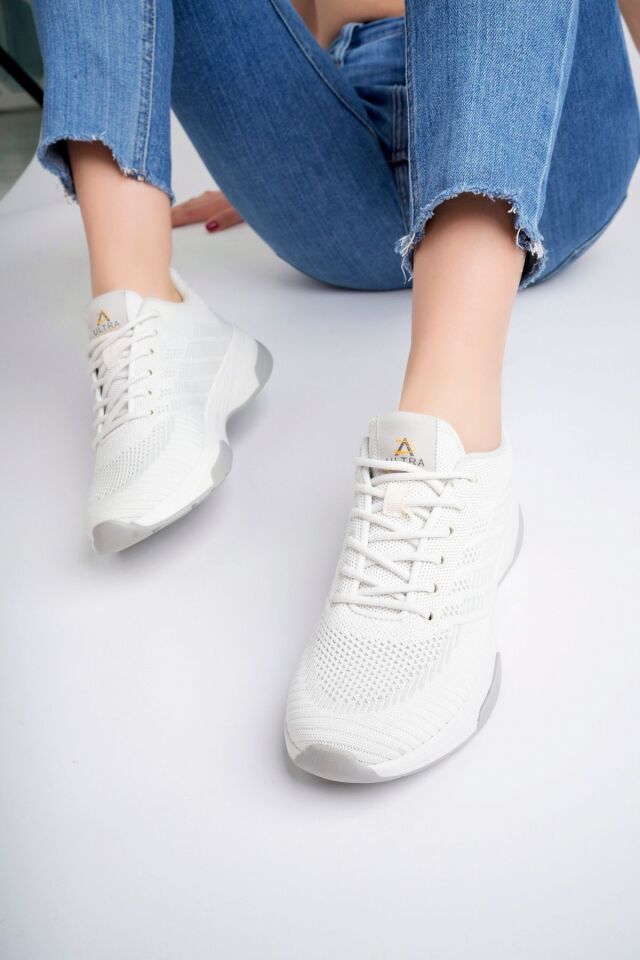 Kadın Triko Günlük Sneaker Ayakkabı Beyaz - 36