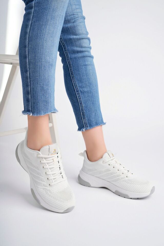 Kadın Triko Günlük Sneaker Ayakkabı Beyaz - 36
