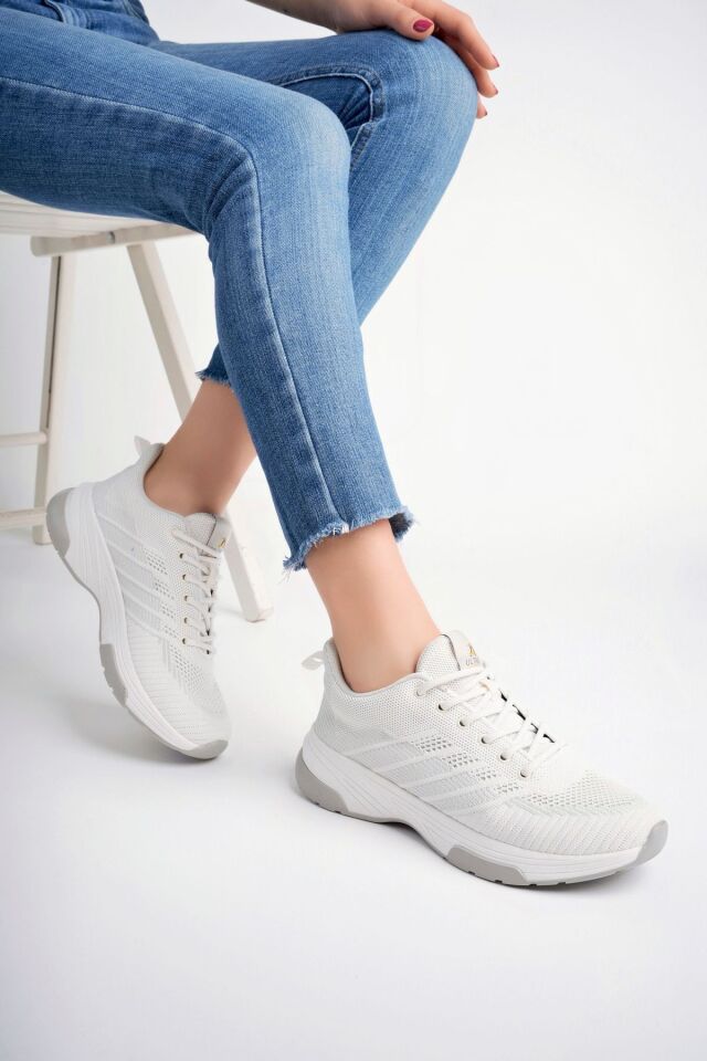 Kadın Triko Günlük Sneaker Ayakkabı Beyaz - 37