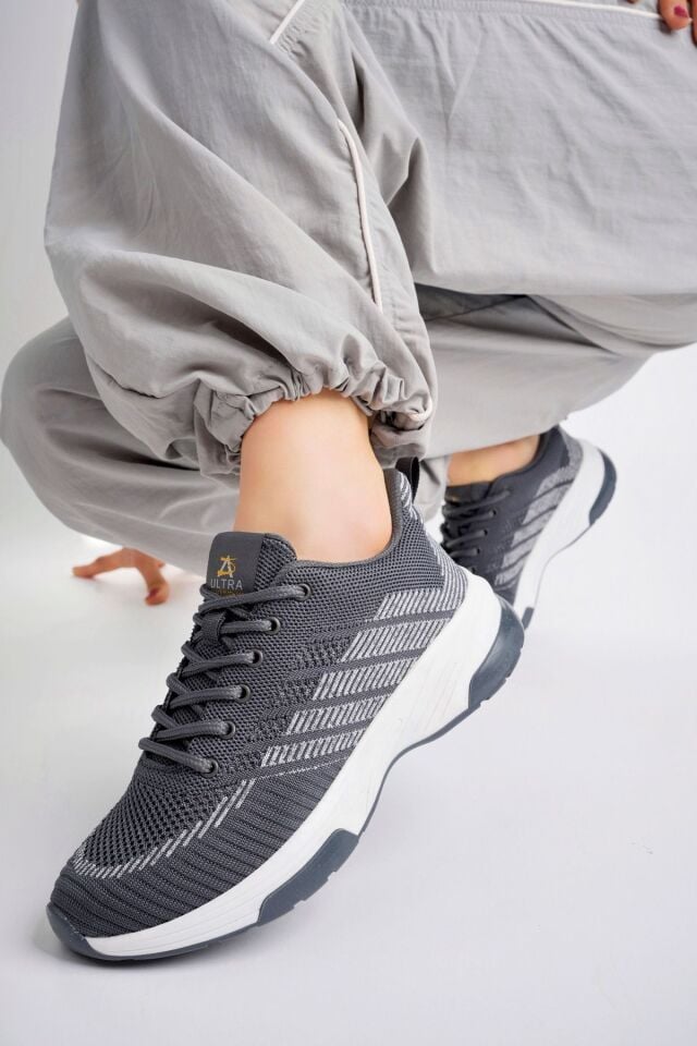 Kadın Triko Günlük Sneaker Ayakkabı Gri - 37