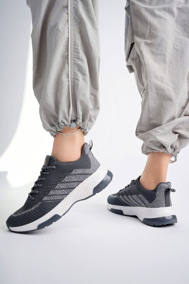 Kadın Triko Günlük Sneaker Ayakkabı Gri - 37