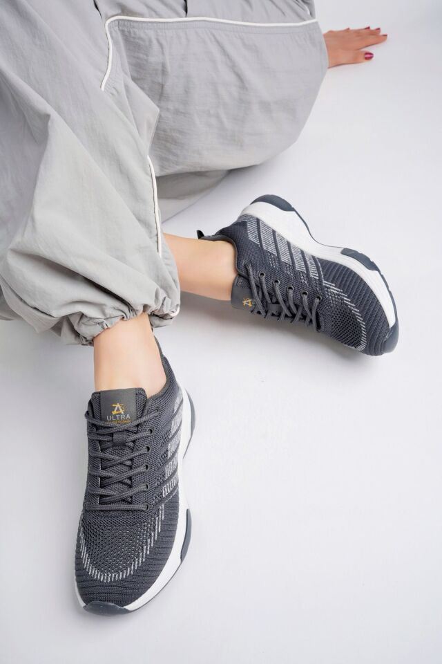 Kadın Triko Günlük Sneaker Ayakkabı Gri - 40