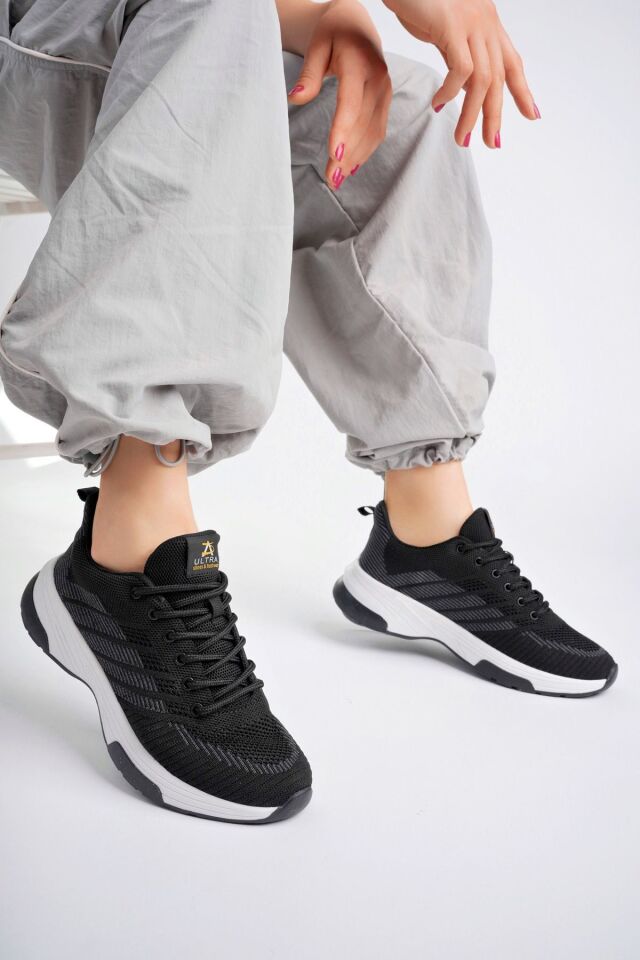 Kadın Triko Günlük Sneaker Ayakkabı Siyah - 40