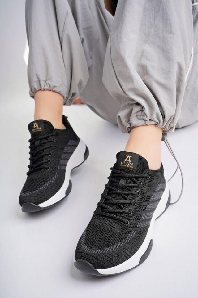 Kadın Triko Günlük Sneaker Ayakkabı Siyah - 36