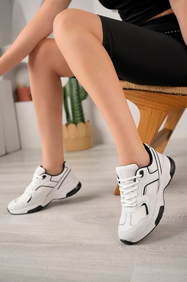 Kadın Günlük Sneaker Ayakkabı Nalira Beyaz Siyah - 36