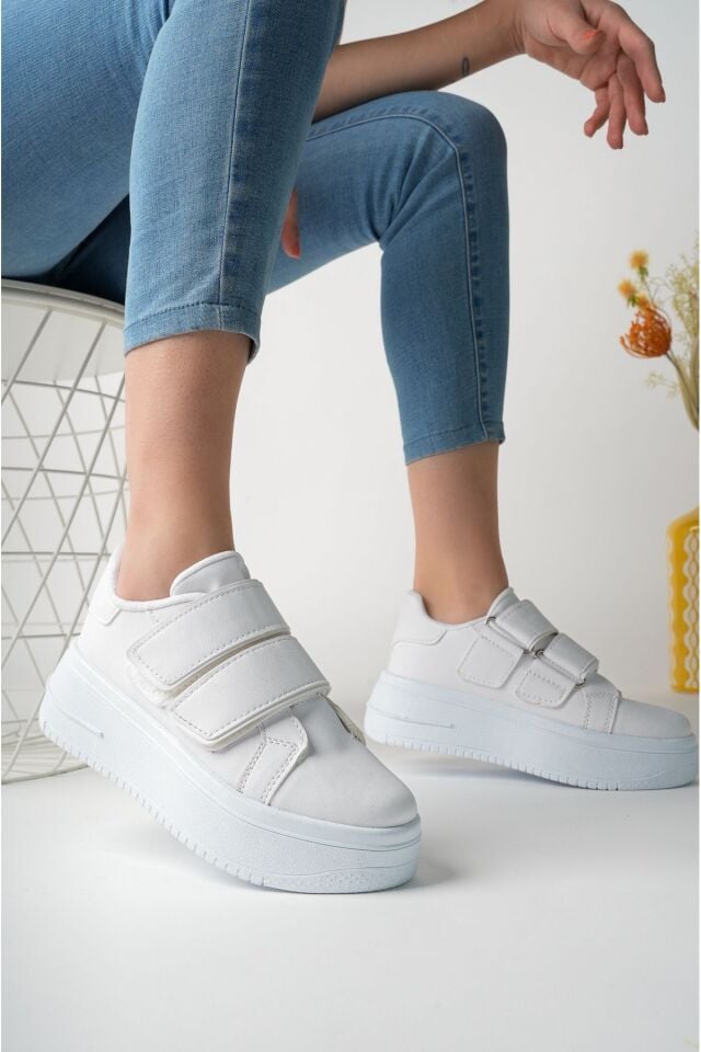Kadın Bantlı Günlük Yüksek Taban Ayakkabı Miraya Beyaz - 38