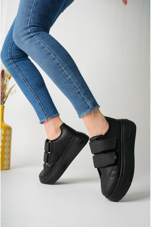 Kadın Bantlı Günlük Yüksek Taban Ayakkabı Miraya Siyah - 38
