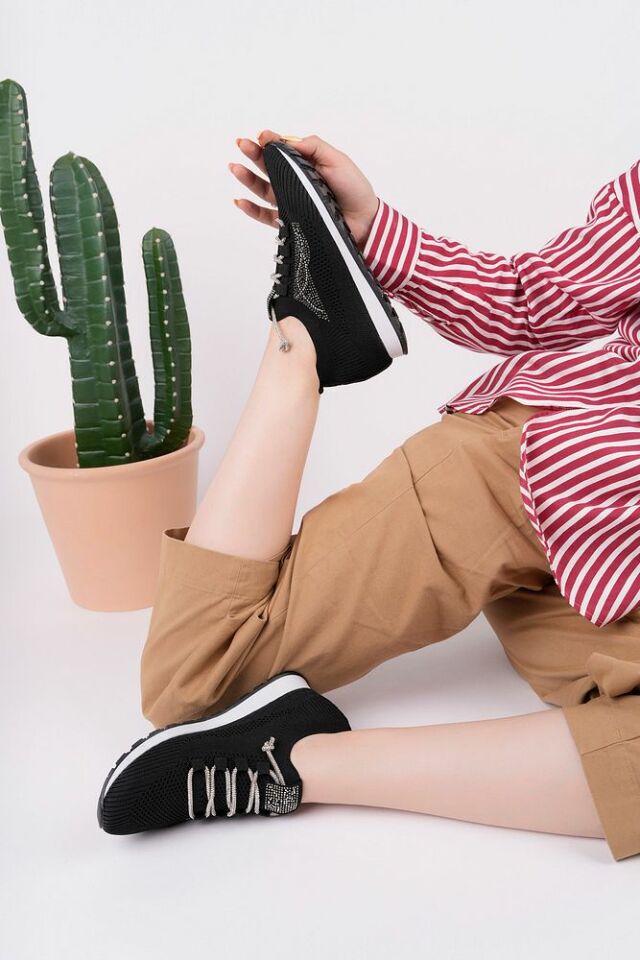 Kadın Taş Detaylı Triko Günlük Ayakkabı Aurina