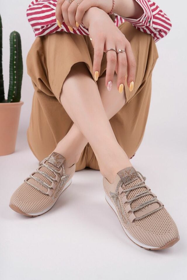 Kadın Taş Detaylı Triko Günlük Ayakkabı Aurina