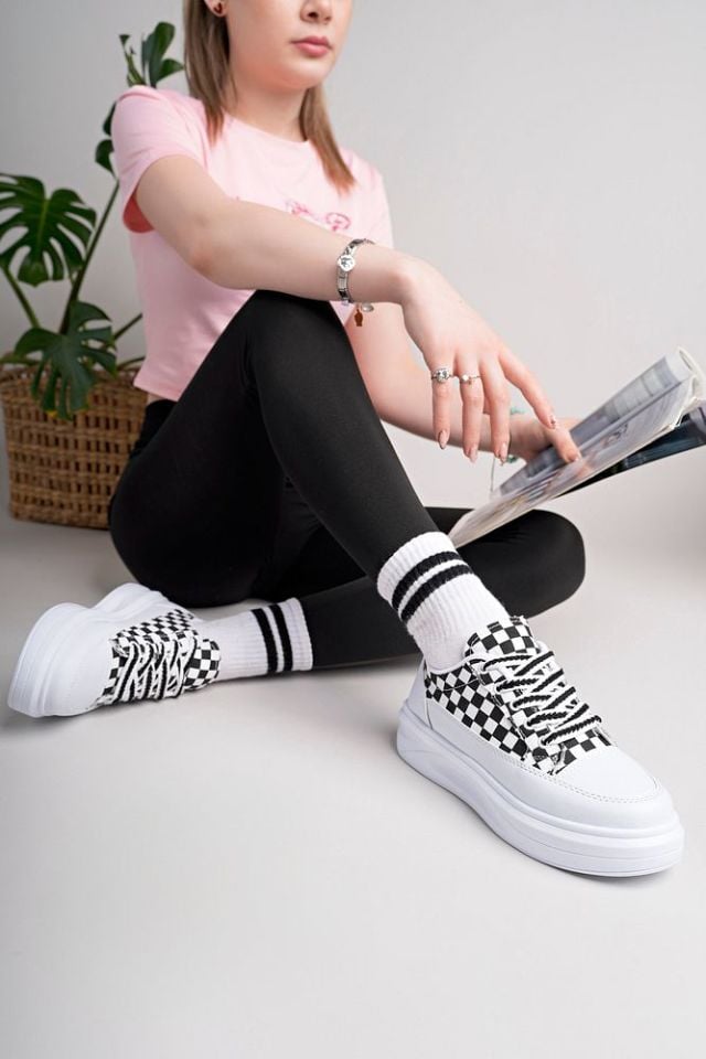 Kadın Yüksek Taban Dama Desenli Günlük Ayakkabı Lavira