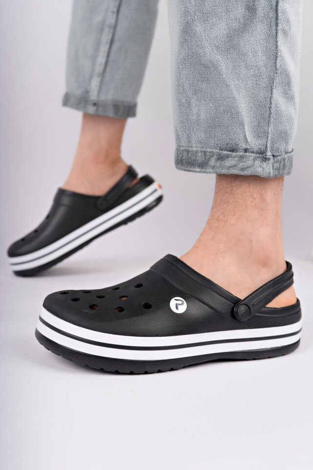 Unisex Bant Detaylı Günlük Rahat Terlik Siyah - 41