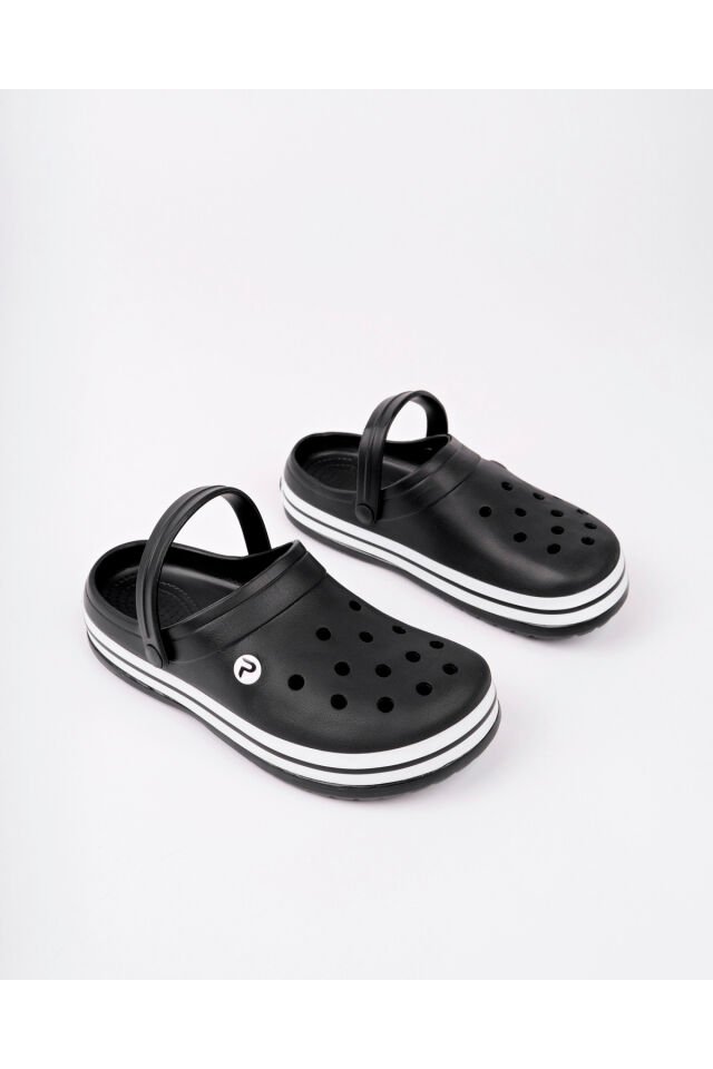 Unisex Bant Detaylı Günlük Rahat Terlik Siyah - 43