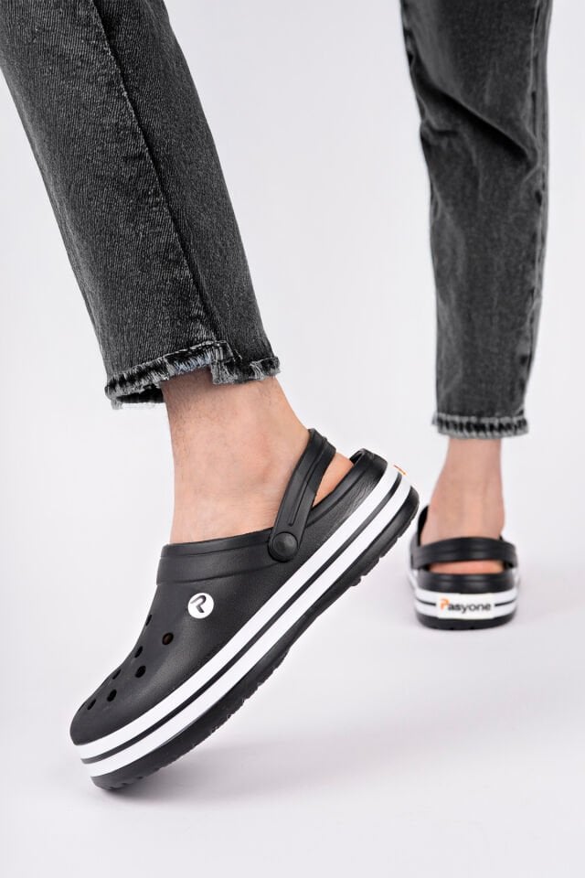 Unisex Bant Detaylı Günlük Rahat Terlik Siyah - 39