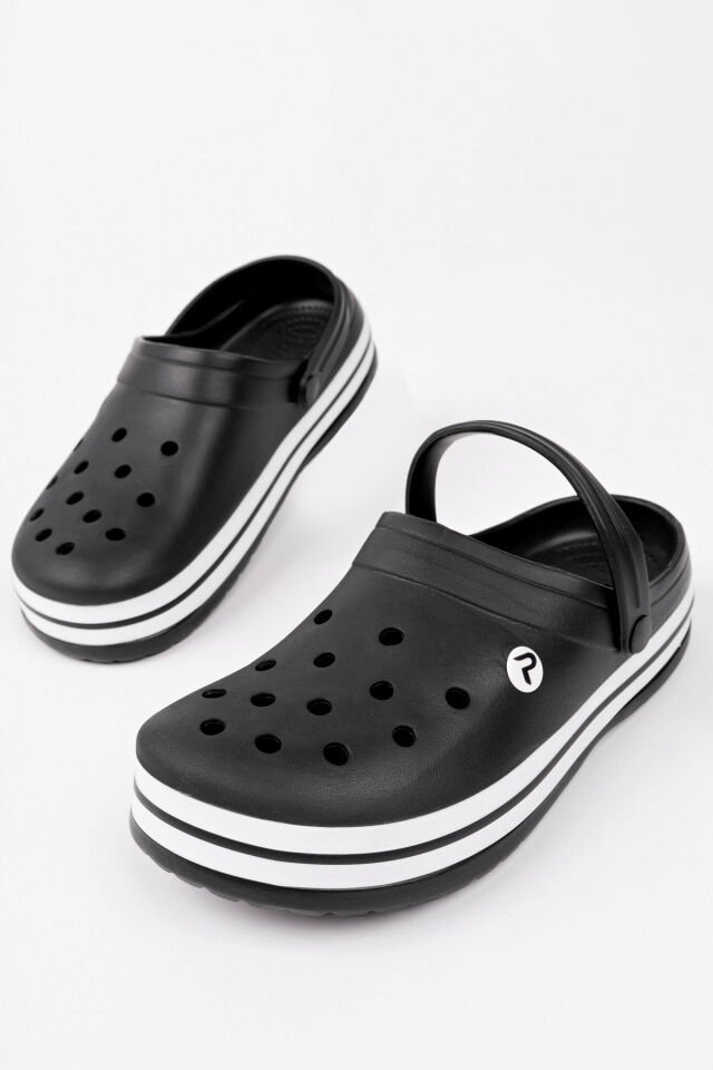 Unisex Bant Detaylı Günlük Rahat Terlik Siyah - 44