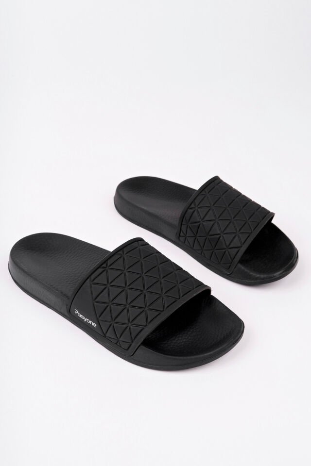 Erkek Siyah Confort Günlük Havuz Plaj Rahat Eva Terlik Siyah Siyah - 42