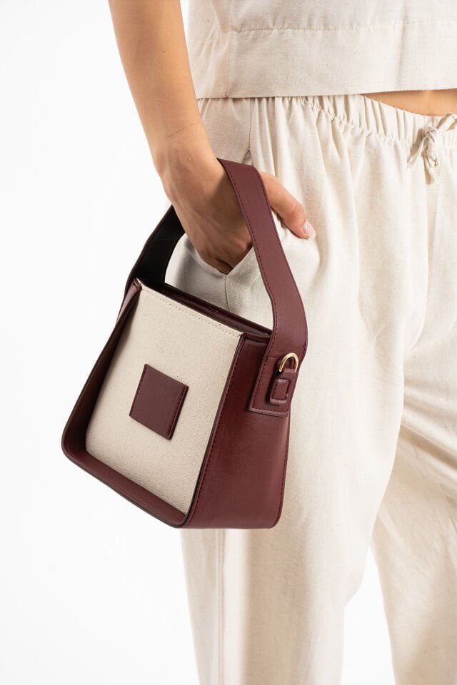 Kanvas Kadın Omuz Çantası Bordo - Standart