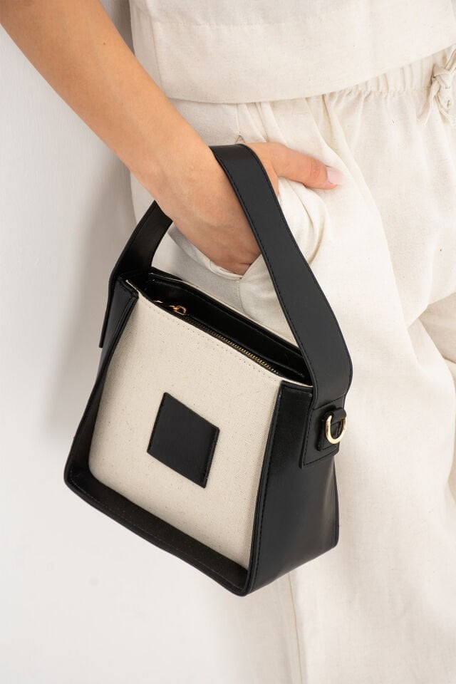 Kanvas Kadın Omuz Çantası Siyah - Standart